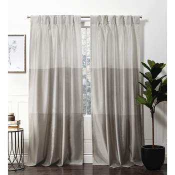 Exclusive Home Curtains Chateau Light Filtering Pinch Pleat Curtain Panels, 96" Length, Dove Grey, Set of 2