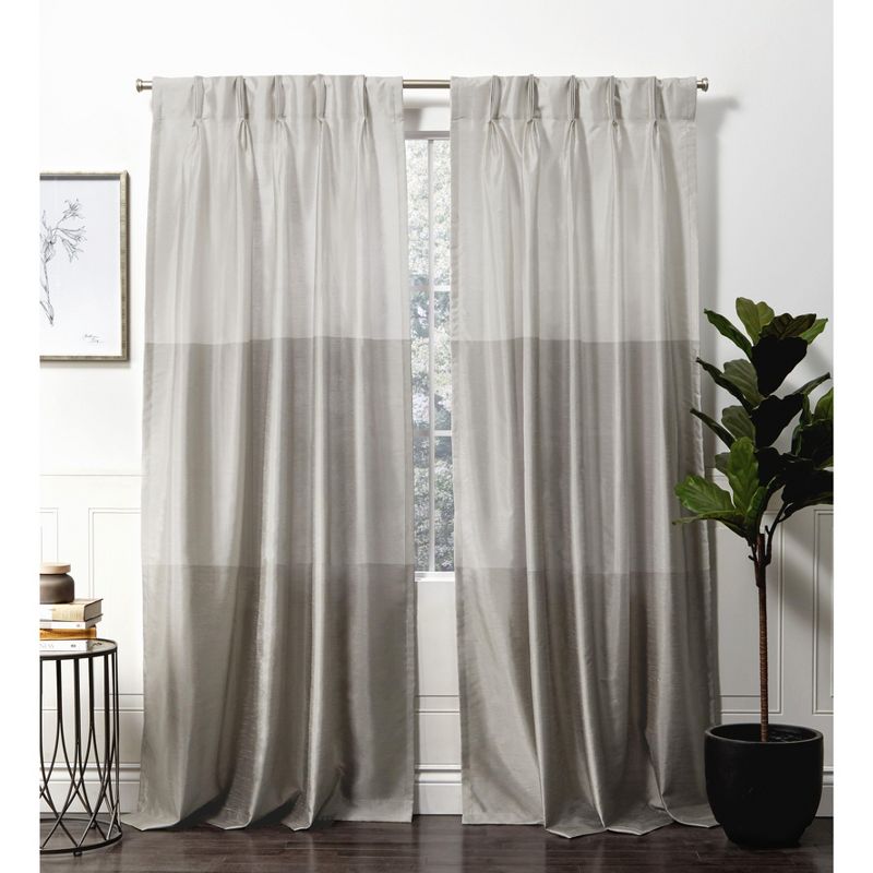 Exclusive Home Curtains Chateau Light Filtering Pinch Pleat Curtain Panels, 96" Length, Dove Grey, Set of 2, 1 of 5