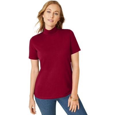 Jessica London Women's Plus Size Short Sleeve Mock Neck