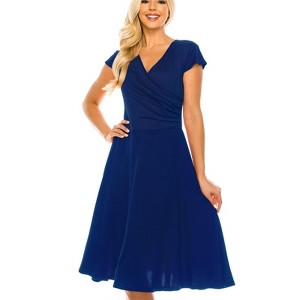 Women's Solid And Print V-neck Skater Dress - 1 of 1