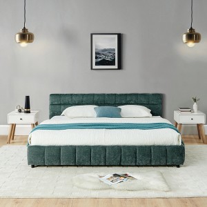 TIRAMISUBEST California King Upholstered Bed Frame Chenille Headboard Solid Base Storage Drawer No Box Spring Bedroom - 1 of 4