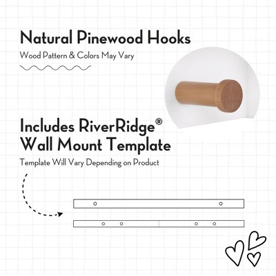 White MDF Floating Wall Shelf with Wooden Hooks