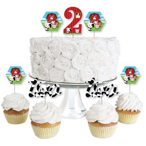 Big Dot of Happiness 2nd Birthday Farm Animals - Dessert Cupcake Toppers - Barnyard Second Birthday Party Clear Treat Picks - Set of 24 - 1 of 4