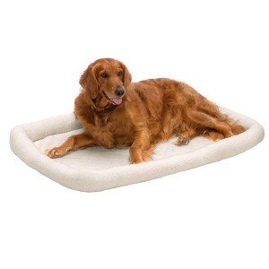 FurHaven Faux Lambswool Bolster Crate Pet Bed - 1 of 3