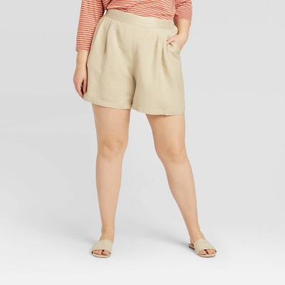 plus size linen shorts