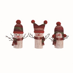 Transpac Foam/Knit Wood Look Snowman Set of 3 Christmas Home Decorations - 1 of 1