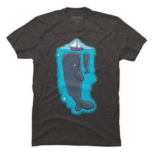 Men's Design By Humans Cute whales and sailing boat cartoon illustration By thefrogfactory T-Shirt - 1 of 4