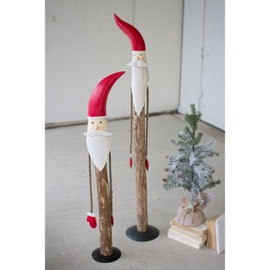 Holiday Wood and Metal Santa Figures – Set of 2 with Rope Arms by Kalalou - 1 of 3