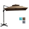 TiramisuBest 10ft Coffee Offset Double Top Hanging Cantilever Patio Umbrella: 360¡ã Rotation, Easy Tilt, 8 Ribs with Crank, Cross Base,Cover & Strap - 3 of 4