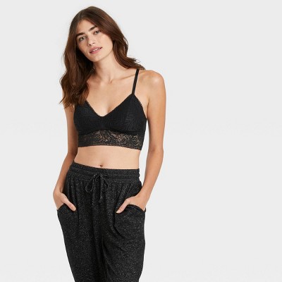 Women's Lace Longline Bralette - Auden™ Black L