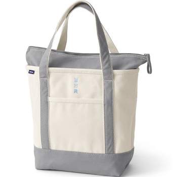Lands' End Medium Natural 5 Pocket Zip Top Long Handle Canvas Tote Bag, Adult Unisex, Size: Medium No Sz, Beige