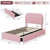 2025 New Bed Frame With 2 Flexible Drawers And Bookcase Headboard, Boucle Upholstered Platform Bed For Boys/Girls, Noise-Free, Easy Assembly, No Box - 3 of 4