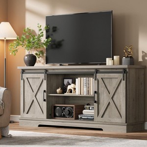 Farmhouse Tv Stand for 65 Inches TVs, Entertainment Center with Storage and Sliding Barn Doors, Adjustable Shelf Modern Media TV Console - 1 of 4