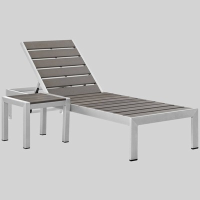 Shore 2pc Outdoor Patio Aluminum Set - Gray - Modway