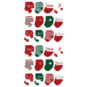 Hudson Baby Cotton Rich Baby Terry Socks 24-Pack, 12 Days Of Christmas Falala - 1 of 3