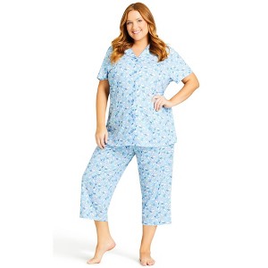 Avenue Women's Plus Size Bunny Button Up Sleep Top - 1 of 4
