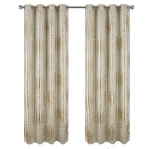 RT Designer Collection Helena Halo Foil Blackout Luxurious Decorative Grommet Curtain Panel 54" x 90" Taupe - 1 of 4