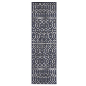 Modern Abstract Area Rug Low Pile Fade Stain Resistant Rug Soft Contemporary Accent Carpet for Living Room Bedroom Nursery,Blue/2'3"x7'3" - 1 of 4