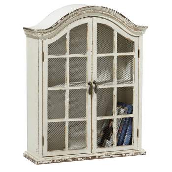  28"x22" Traditional Wood Wall Shelf with Arched Shutter Doors - Olivia & May