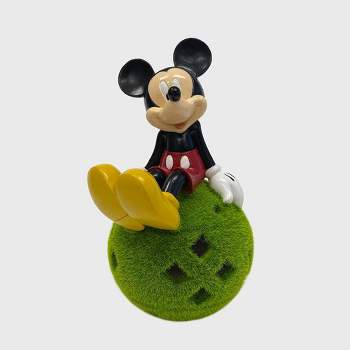 Disney 10" Stone Mickey Mouse Sitting on Flocked Ball Garden Statue