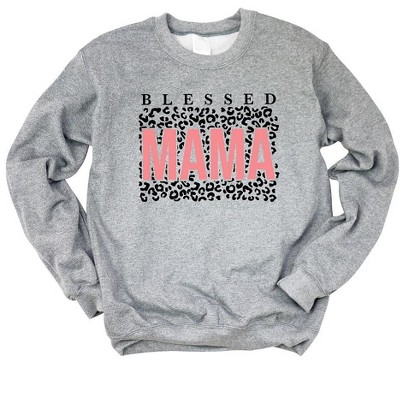 Simply Sage Market Women's Graphic Sweatshirt Blessed Mama Leopard