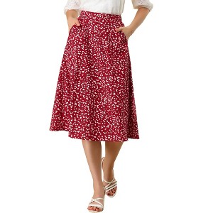 Allegra K Women's Chiffon Summer Vintage Floral Print A-Line Midi Skirts - 1 of 4