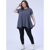 Agnes Orinda Women's Plus Size Ribbed Crew Neck Asymmetrical Hem Flowy Knit Casual Tunic Tops - 3 of 4
