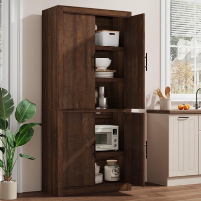 71" Tall Kitchen Pantry, Pantry Storage Cabinet with 4 Doors, Adjustable Shelves, Large Storage Space for Dining, Living Room