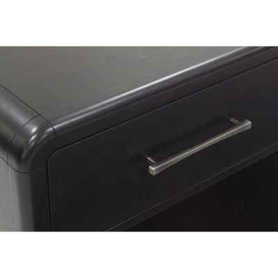 Black Modern Nightstand with LED Light and USB Ports