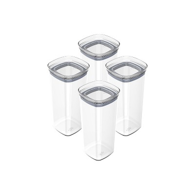 OU Airtight Food Storage Container 8pc (set of 4) BPA Free Clear Plastic Storage Container with Leak Proof Lid, Stackable Kitchen Pantry Organizer