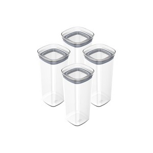 OU Airtight Food Storage Container 8pc (set of 4) BPA Free Clear Plastic Storage Container with Leak Proof Lid, Stackable Kitchen Pantry Organizer - 1 of 2