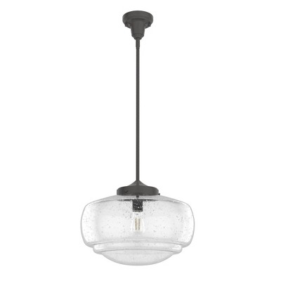 Hunter Fan Saddle Creek Seeded Glass 1-Light Pendant Ceiling Light Fixture Noble Bronze