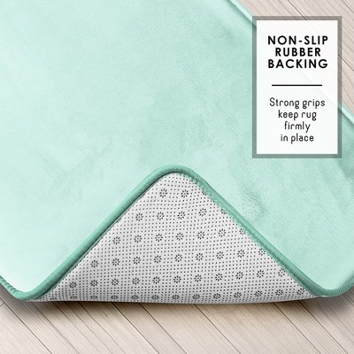 Light Blue Velvet Memory Foam 3-Piece Bath Rug Set