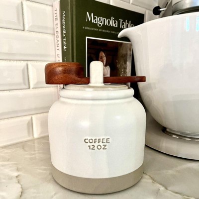 12oz Stoneware Crock Coffee Canister with Scoop Cream/Clay - Hearth & Hand™  with Magnolia