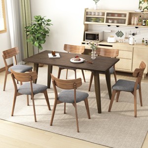 Coolbibila-Set Of 2 Dining Room Chair,Rubberwood Legs Dinner Chairs,Fabric Seat Cushion Chairs,Beige Armless Chairs - 1 of 4