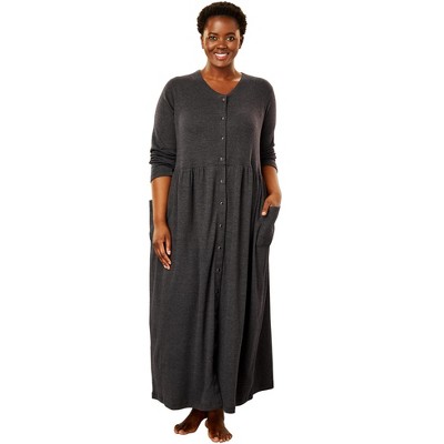 Only Necessities Plus Size Long Snap-Front Knit Lounger