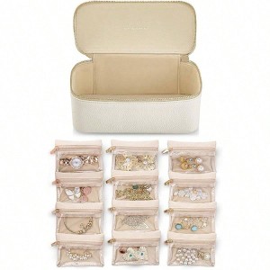 Gifts for Teachers, Jewelry Box, Travel Storage Bags, PU Leather Case with 12 Clear Velvet Pouches, Ideal for Women, Wedding, Birthday - 1 of 4