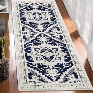 Washable Non-Slip Rug, Vintage Medallion Floral Doormat & Accent Carpet, Low-Profile Textured Living Room Bedroom Kitchen Runner, Office Home Decor - 1 of 4