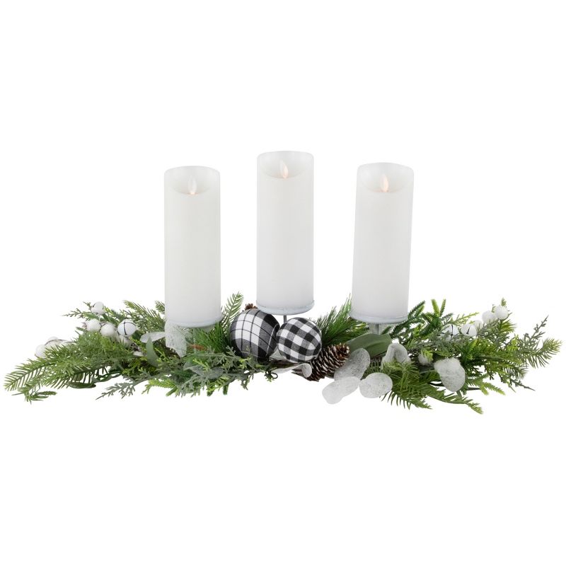 Northlight Mixed Foliage and Pinecone Christmas Pillar Candle Holder - 29", 2 of 8