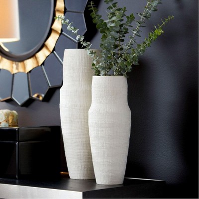 Leela Tall White Ceramic Textured Vase
