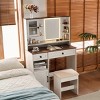 Vanity Desk Farmhouse with LED Mirror and Charging Station for Bedroom 37.4in Wide-3irtyhousy - 3 of 4