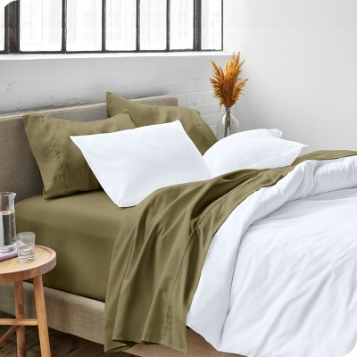 Olive Full-XL Microfiber Deep Pocket 4-Piece Sheet Set
