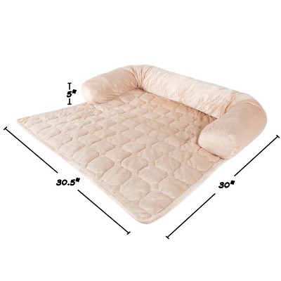 Beige Microsuede Pet Furniture Protector with Bolster