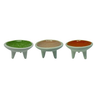 Transpac Stoneware Trinket Dish w/Feet Set of 3 Spring Home Decorations