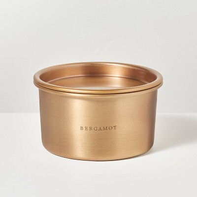 Lidded Metal Bergamot 4-Wick Jar Candle Brass Finish 20oz - Hearth &#38; Hand&#8482; with Magnolia