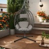 Maggift Patio Accent Chairs, Hanging Basket Egg Chair with Stand, Indoor and Outdoor Swing Chair with Soft Cushion, Gray, 45.28"*25.59"*8.66" - 2 of 4