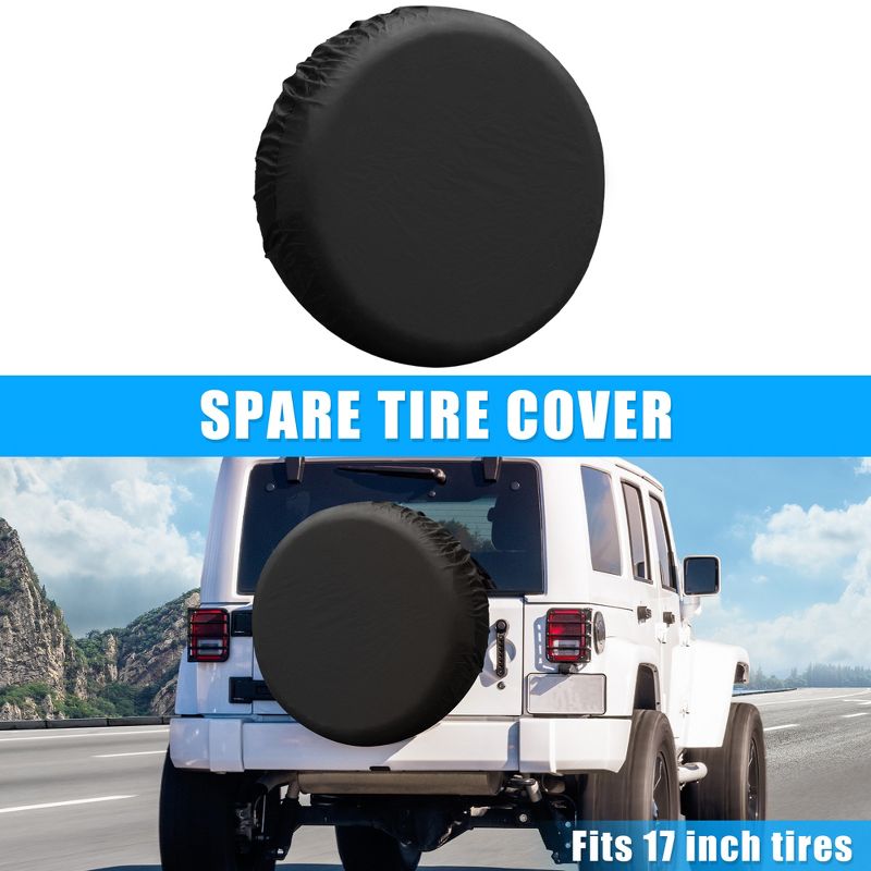 Unique Bargains Universal 190T Polyester Spare Tire Cover for Jeep Trailer RV SUV Truck Black, 2 of 7