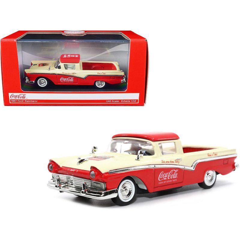 1957 Ford Ranchero "Coca-Cola" Red and Cream 1/43 Diecast Model Car by Motor City Classics, 1 of 7