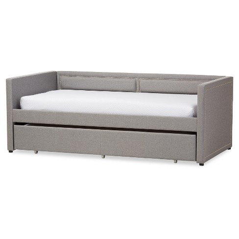 Twin Raymond Modern And Contemporary Fabric Nailhead Trimmed Sofa