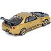 Nissan Skyline GT-R (R34) RHD "Top Secret" Gold Metallic with Carbon Hood and Trunk 1/64 Diecast Model Car by Inno Models - 3 of 4